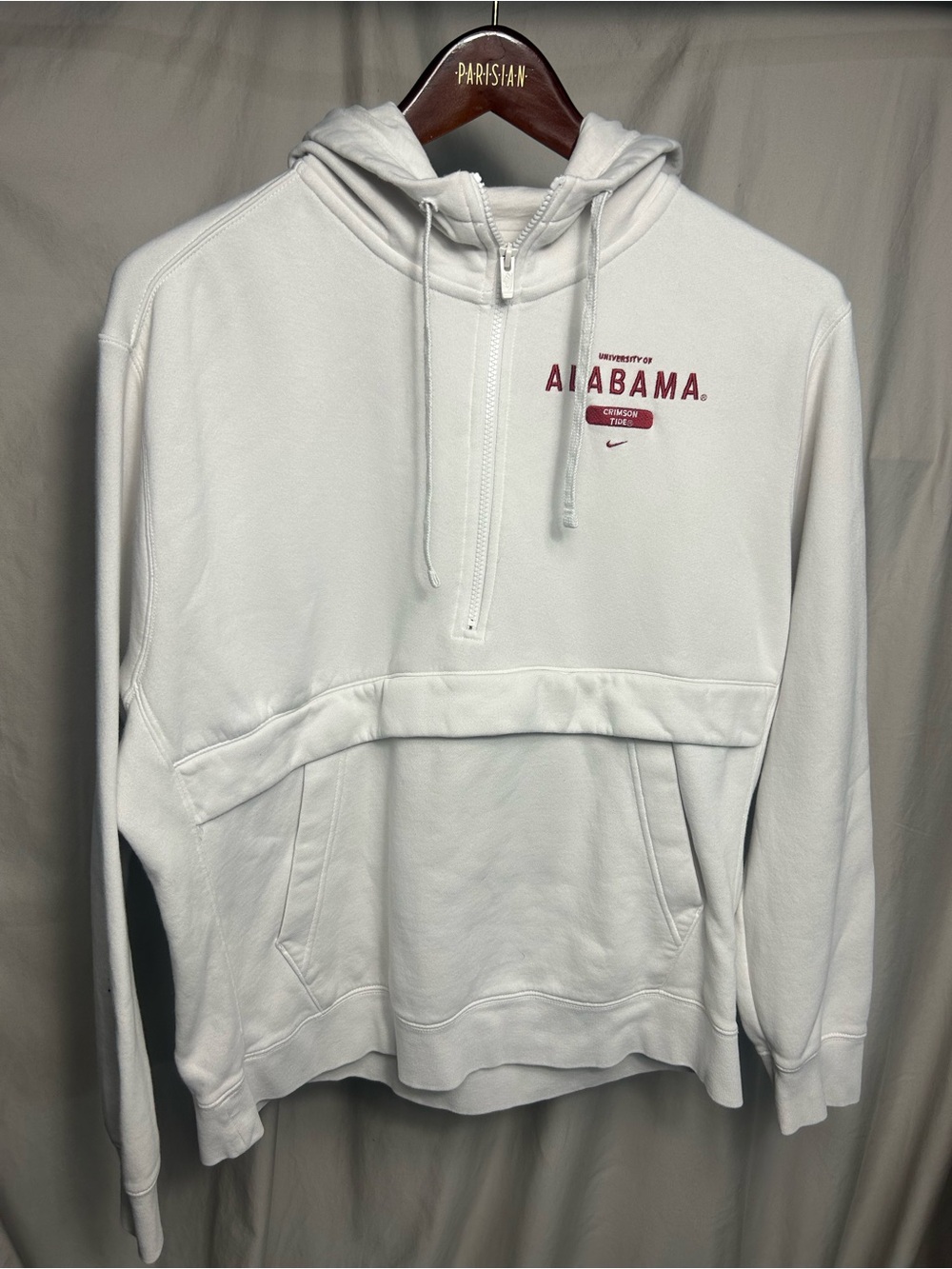 White Nike Alabama Crimson Tide half-zip anorak pullover hoodie Sz L